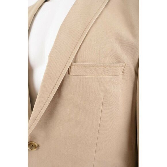 Crown & Ivy Mens Suit Jacket Blazer Sport Coat L Beige Khaki Cotton NWT - Picture 3 of 7